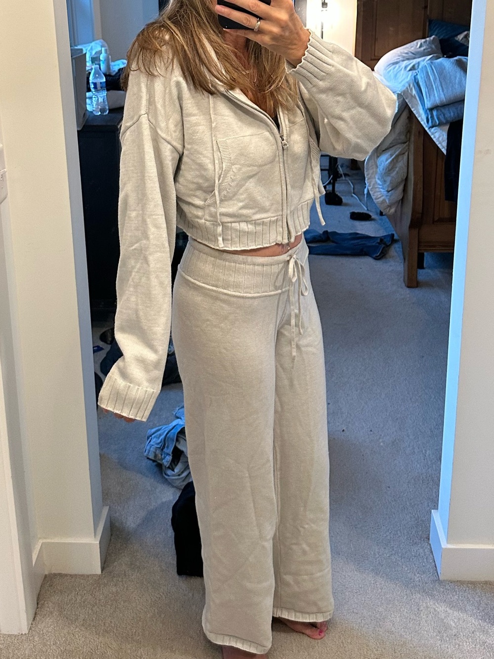 Edikted Grey Zip-Up Track Jacket Wide-leg Joggers Set Sz S